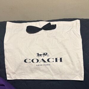 Coach White Canvas Tote with Black Bow